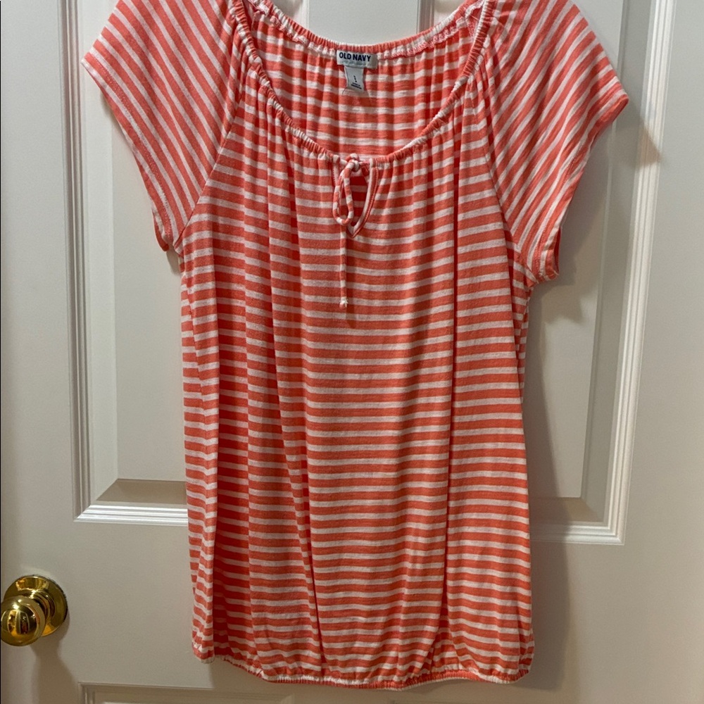 Old Navy Coral Striped Blouse